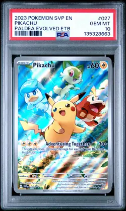 2023 POKEMON SVP EN-SV BLACK STAR PROMO #027 PIKACHU PSA 10 - Image 1