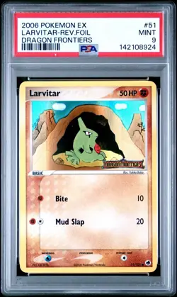 PSA 9 Mint 2006 POKEMON EX DRAGON FRONTIERS #51 Larvitar Reverse Holo Foil - Image 1