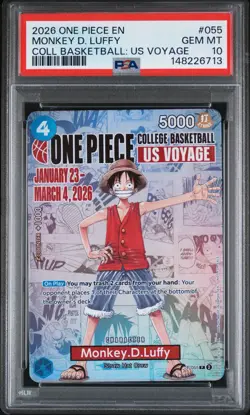 PSA 10 One Piece Card Monkey D. Luffy US College Basketball Voyage Promo - Image 1