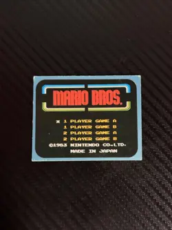 1983 Mario Bros Title Screen Famicom Amada card Nintendo Family Computer No. 100 - Image 1