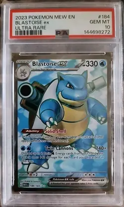 2023 POKEMON MEW EN-151 ULTRA RARE #184 BLASTOISE EX PSA 10 - Image 1
