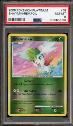 Pokemon Shaymin Platinum Reverse Holo Rare #15 PSA 8 - Image 1