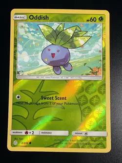 Oddish 2/236 Reverse Holo Common Cosmic Eclipse Pokemon 2019 - Image 1