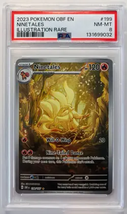Ninetales Illustration Rare Full Art #199/197 Pokemon Obsidian Flames PSA 8 - Image 1
