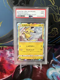 2018 Pokemon Pikachu Aeon Promo Card 307/Sm-p PSA 9 Mint Japanese Rare UK SELLER - Image 1