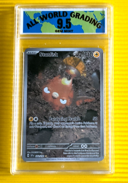 2024 Pokemon Surging Sparks STUNFISK #202 Illustration Rare Holo Foil AWG 9.5 - Image 1