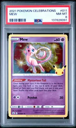 2021 POKEMON CELEBRATIONS #011 MEW PSA 8 - Image 1