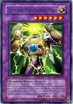 Elemental Hero Thunder Giant - DP1-EN011 - Rare - Unlimited Edition - Heavily Pl - Image 1