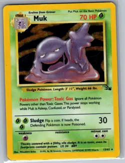 Muk 13/62 Holo Fossil - Pokemon Card - MP - Image 1