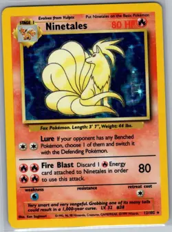 Ninetales 12/102 Holo Base Set - Pokemon Card - LP - Image 1