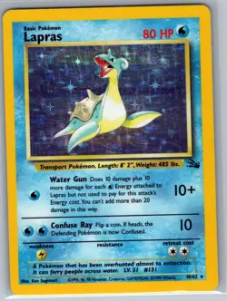 Lapras 10/62 Holo Fossil - Pokemon Card - MP - Image 1