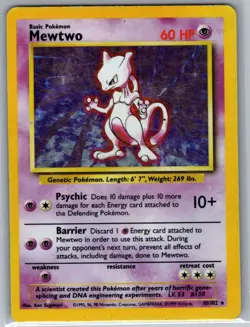 Mewtwo 10/102 Holo Base Set - Pokemon Card - MP - Image 1