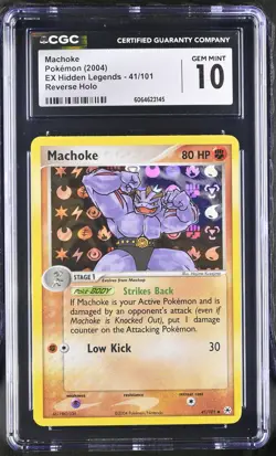 CGC 10 GEM MINT Machoke 2004 EX Hidden Legends 41/101 Reverse Holo Pokemon Card - Image 1
