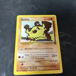 Unlimited Pokemon MANKEY Card TEAM ROCKET Set 61/82 Non-Holo Common - Image 1