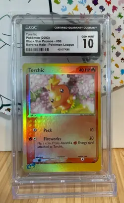 CGC 10 GEM MINT Torchic 008 REVERSE HOLO Black Star League PROMO Pokemon Card - Image 2