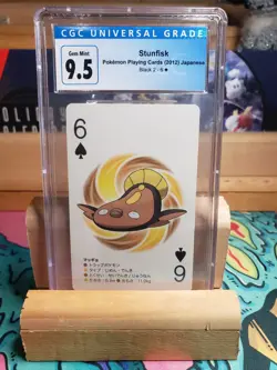 CGC 9.5 Stunfisk Pokemon Japanese Black 2 - 6 Spades Poker Playing Card - Image 1