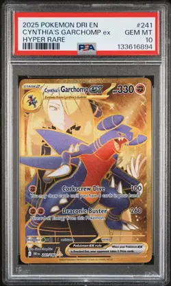 2025 POKEMON DRI EN-DESTINED RIVALS HYPER RARE #241 CYNTHIA'S GARCHOMP EX PSA 10 - Image 1