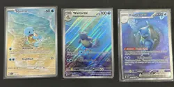 Pokemon S&V 151 Squirtle 170, Wartortle 171, and Blastoise 200 IR/SIR ENG Set NM - Image 1