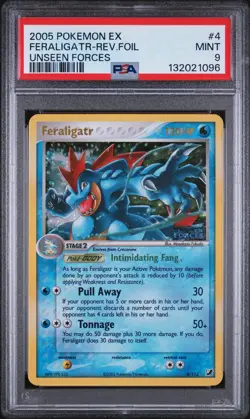 2005 POKEMON EX UNSEEN FORCES #4 FERALIGATR-REVERSE FOIL PSA 9 - Image 1