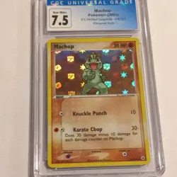 Pokemon TCG Machop EX Hidden Legends 2004 64/101 Basic Reverse Holo CGC 7.5 - Image 1