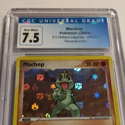 Pokemon TCG Machop EX Hidden Legends 2004 64/101 Basic Reverse Holo CGC 7.5 - Image 2