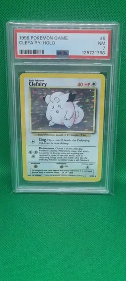 PSA 7 1999 Pokemon Base Set Unlimited Clefairy Holo 5/102 Near Mint Vintage WOTC - Image 1