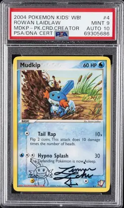 2004 POKEMON KIDS' WB! POKE CARD CREATOR #4 MUDKIP PSA 9 AUTO 10 - Image 1