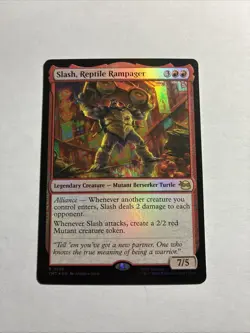 Slash, Reptile Rampager Teenage Mutant Ninja Turtles Foil TMNT MTG + Bonus Card! - Image 1
