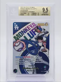 MONKEY D. LUFFY 2025 ONE PIECE PROMOS LA DODGERS GIVEAWAY #10 BGS 9.5 Q1980 - Image 1