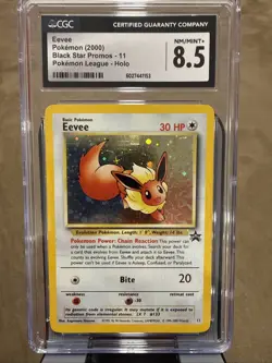 Eevee Pokemon (2000) Black Star Promo- 11 Holo Pokemon league CGC 8.5 NM/MINT - Image 1