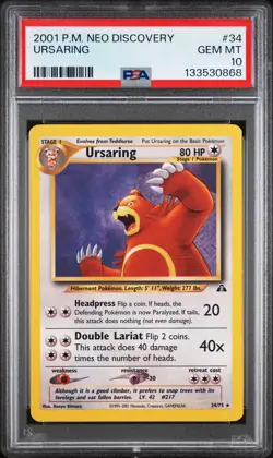 2001 POKEMON NEO DISCOVERY #34 URSARING PSA 10 - Image 1