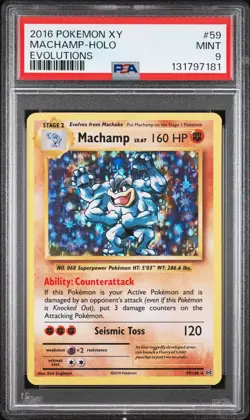 2016 POKEMON XY EVOLUTIONS #59 MACHAMP-HOLO PSA 9 - Image 1