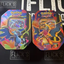Pokemon Mega Charizard X & Y EX Tin Set - 1 of each - Factory Sealed - Image 1