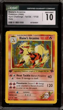 Pokemon Blaine's Arcanine Gym Challenge 1st Edition Holo Rare #1 CGC 10 Gem Mint - Image 1