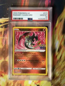 2022 Pokemon SWSH Pokemon GO Radiant Charizard #011/078 PSA 10 - Image 1