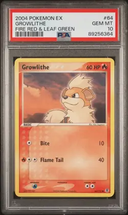 PSA 10 Gem Mint Growlithe - 2004 Pokemon EX Fire Red & Leaf Green - #64 Non Holo - Image 1