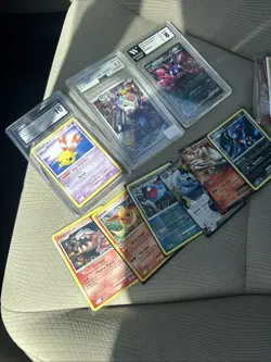 Pokemon Rare Card Lot Of Darkrai Heatran Reshiram Thunderus Etc Plus 3 Slabs - Image 1
