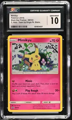 2019 Mimikyu SM163 Pokemon SM Black Star Promo Team Up CGC 10 - Image 1