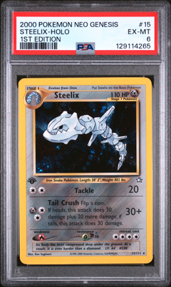 PSA 6 Steelix Holo EX-MT #15 1st Edition Neo Genesis 2000 Pokemon 129114265 - Image 1