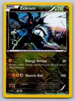Zekrom 64/108 Holo Rare Roaring Skies Pokemon Reverse Holo Lightly Played - Image 1