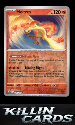 Reverse Holofoil Moltres 146/165 Rare SV: Scarlet & Violet 151 Pokemon Card NM - Image 1
