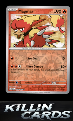 Reverse Holofoil Magmar 126/165 Pokemon Common SV: Scarlet & Violet 151 Card NM - Image 1