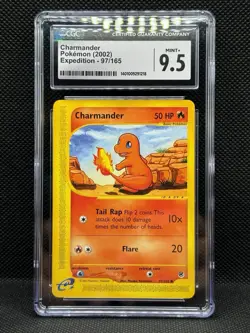CGC 9.5 Mint+ Charmander 97/165 Expedition 2002 Base Set Pokemon TCG Card - Image 1