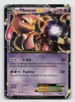 Pokemon Mewtwo-EX TCG Black White Holo Card BW45 Promo LP - Image 1