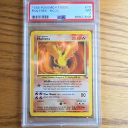 Pokemon TCG Moltres Holo Rare Fossil Unlimited 12/62 1999 PSA 7 - Image 1