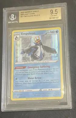 POKEMON 2022 Sword & Shield Brilliant Stars #037 EMPOLEON Holo R BGS 9.5 Mint - Image 1
