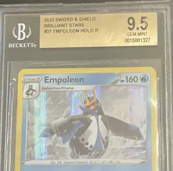 POKEMON 2022 Sword & Shield Brilliant Stars #037 EMPOLEON Holo R BGS 9.5 Mint - Image 3