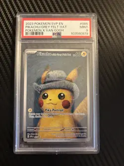 2023 POKEMON SVP EN-SV BLACK STAR PROMO #85 PIKACHU/GREY FELT HAT VAN GOGH PSA 9 - Image 1
