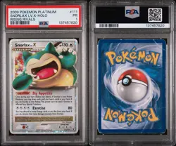 Swirled PSA 1 Pokemon Snorlax Lv.X Rising Rivals Holo Ultra Rare #111 • POP 13 - Image 1