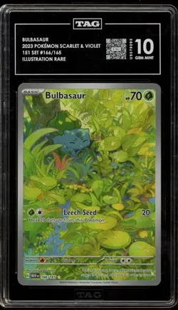 Pokemon Bulbasaur 151 MEW EN Illustration Rare #166 TAG 10 Gem Mint - Image 1